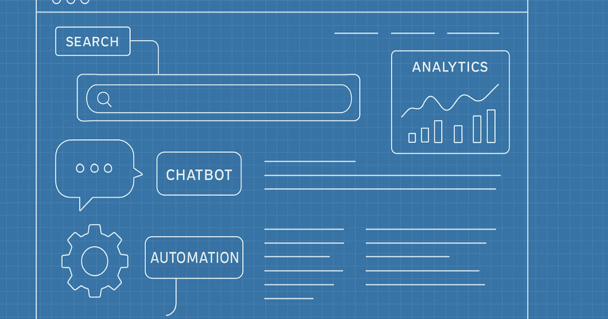 Diagram showing AI features integrated into a modern website interface