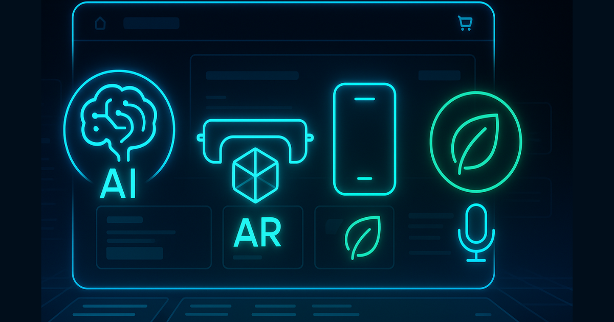 E-commerce dashboard with futuristic 2025 shopping tech