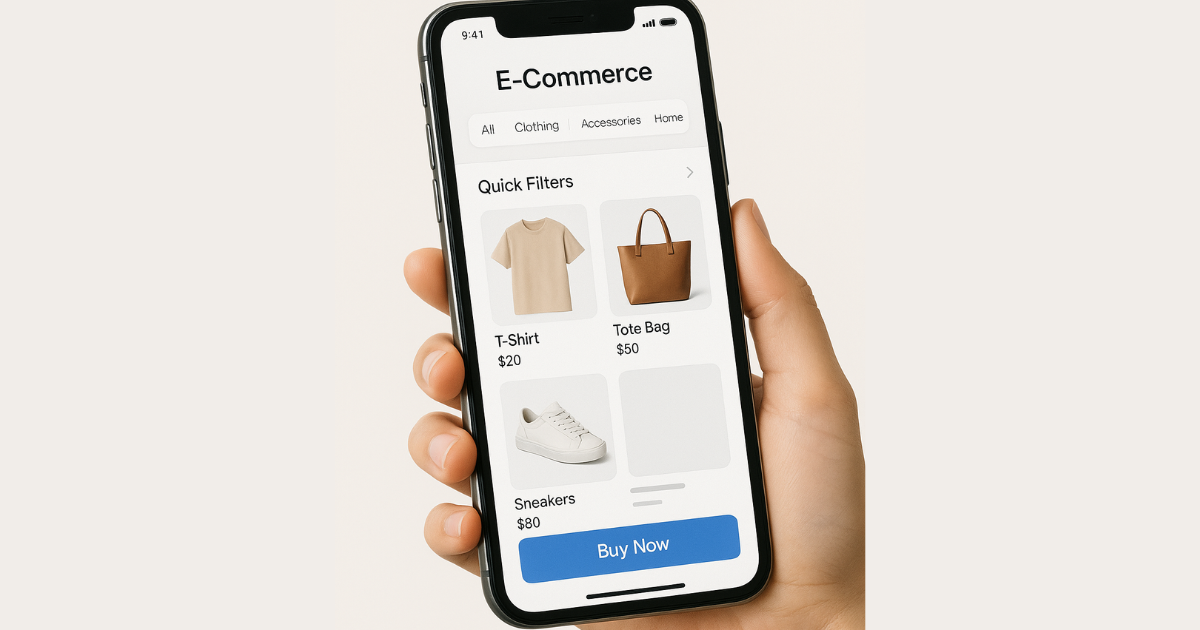 Mobile-first e-commerce website interface on smartphone