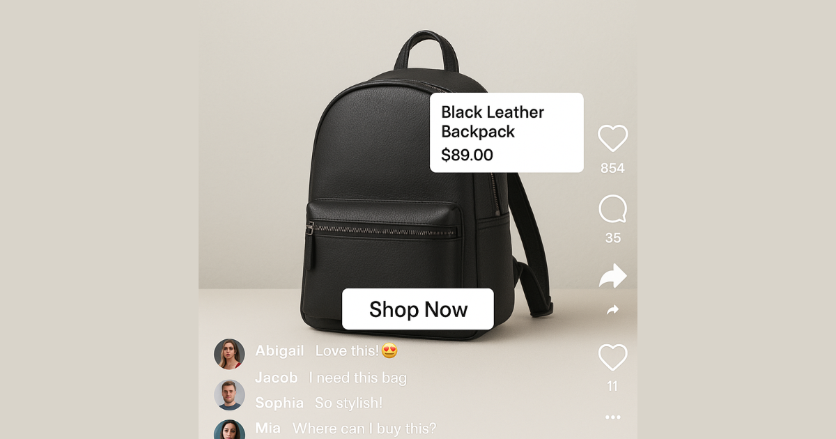 Social media post with product tags and integrated checkout