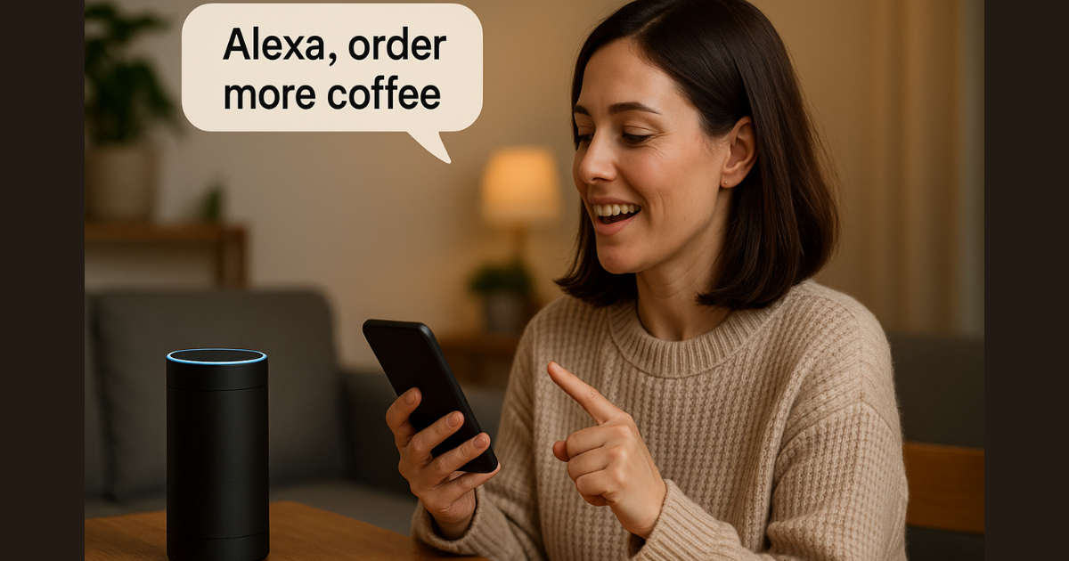 Customer placing an order using voice assistant