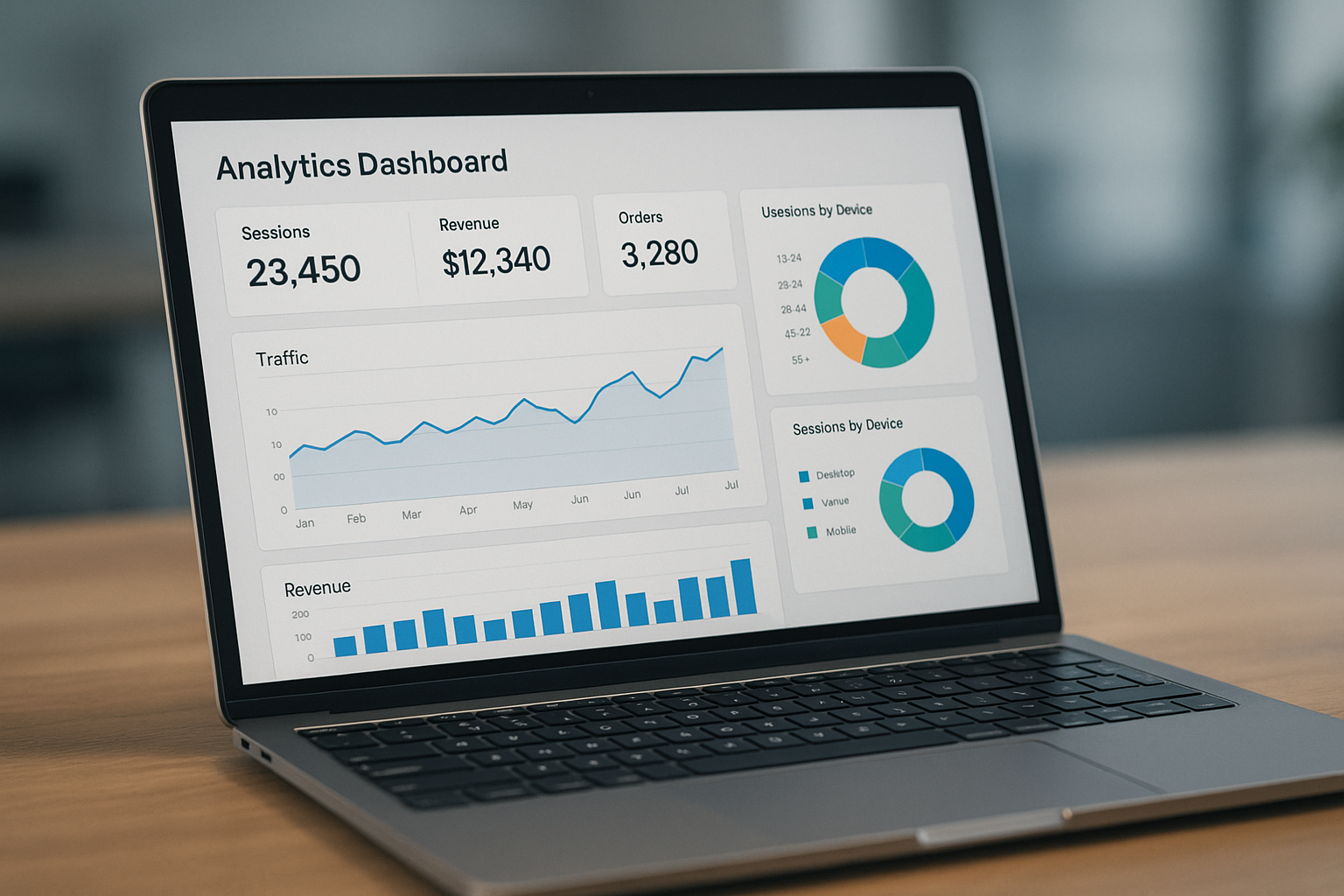 Website analytics dashboard for marketing performance