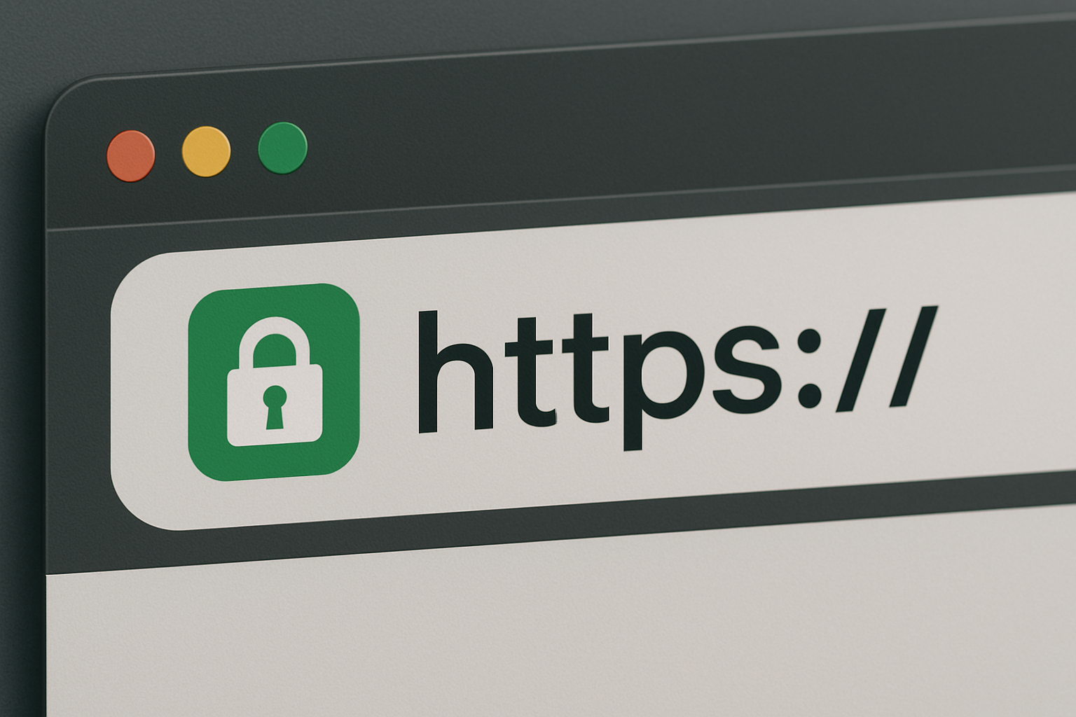 Secure HTTPS website with padlock icon