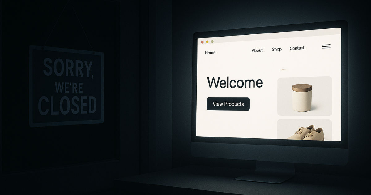 Business website active at night, representing nonstop online presence and control.