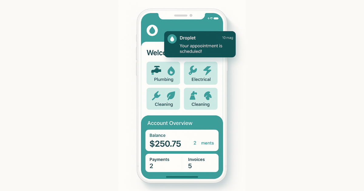 Branded mobile app interface for small business