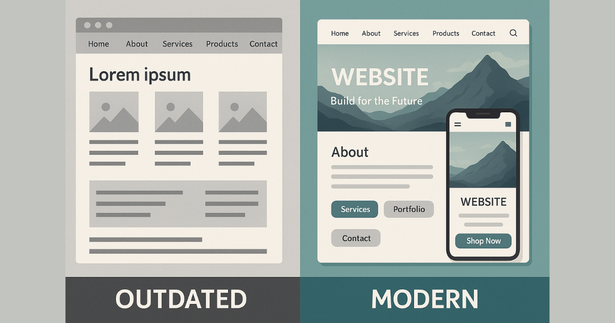 Why Modern Website Design Matters in 2025 Outdated website versus modern website redesign example