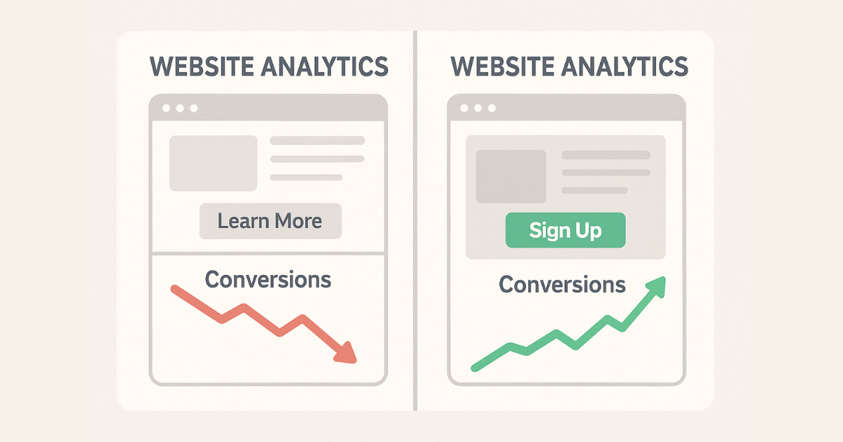 Website conversion rate before and after redesign